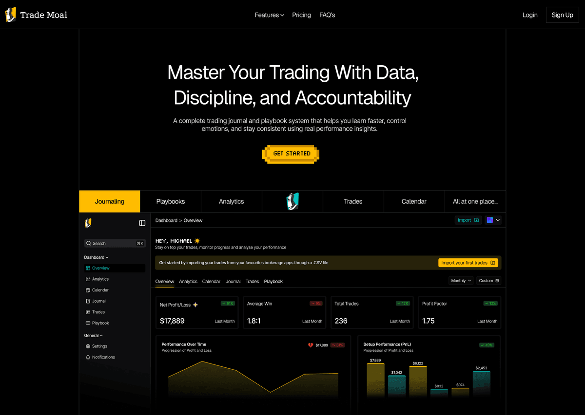 Trade Moai landing page